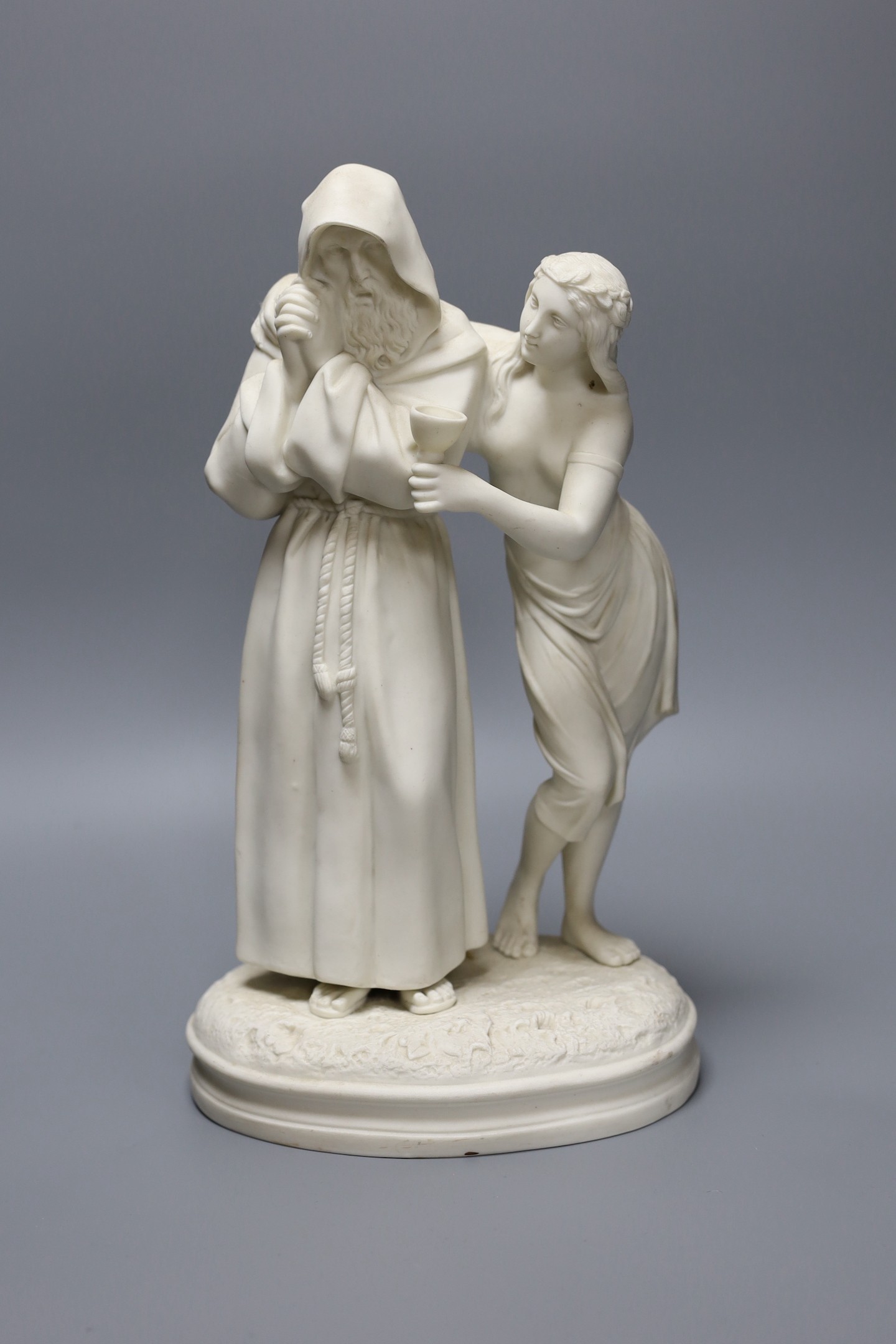 A Victorian Parian ware figure group, 36cm